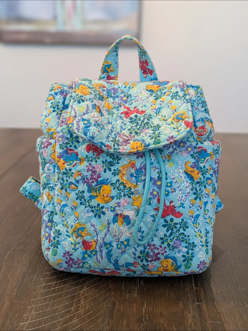 Vera Bradley Little Mermaid Mini Quilted Drawstring Backpack